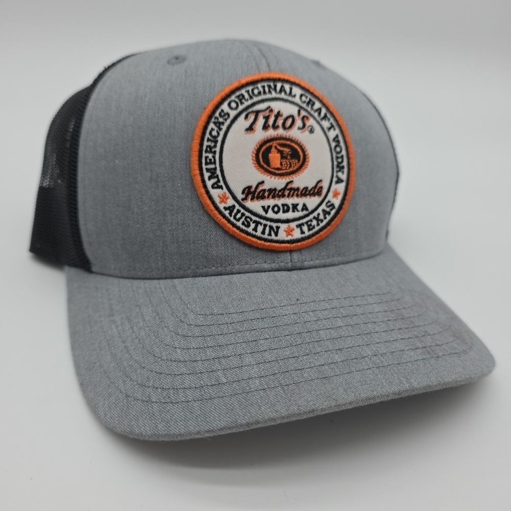 Tito's Handmade Vodka Snap Back Cap Grey & Black With White Logo Patch